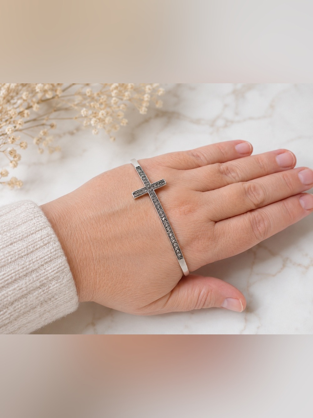 Crystal Cross Hand‎ Cuff Bangle Bracelet Hand Jewelry